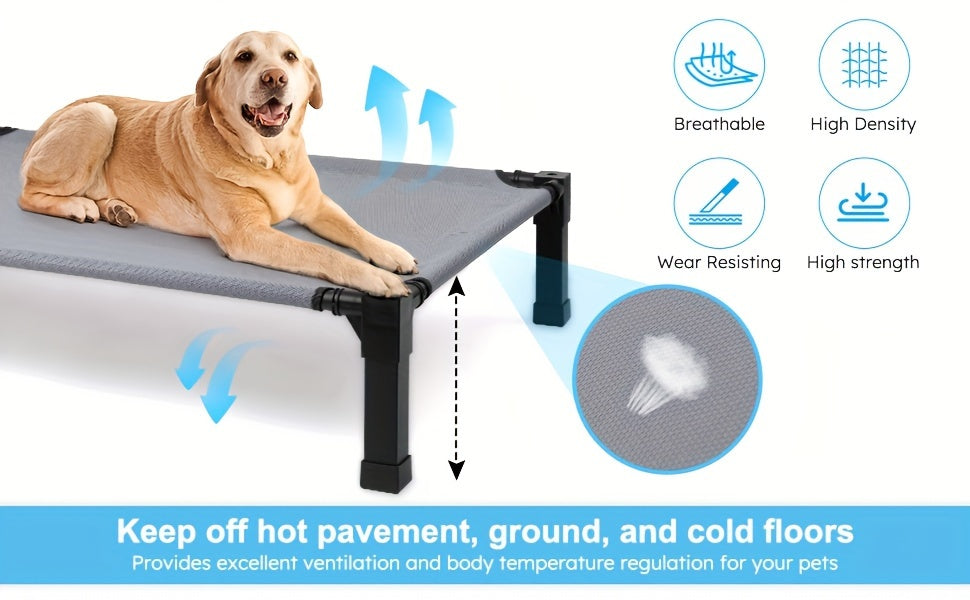 Cooling Elevated Dog Bed Raised Cot with Breathable Mesh & Metal Frame – Washable Portable No-Slip Dog Cot for Indoor & Outdoor Use, Available in 4 Sizes & 7 Colors for All Breeds