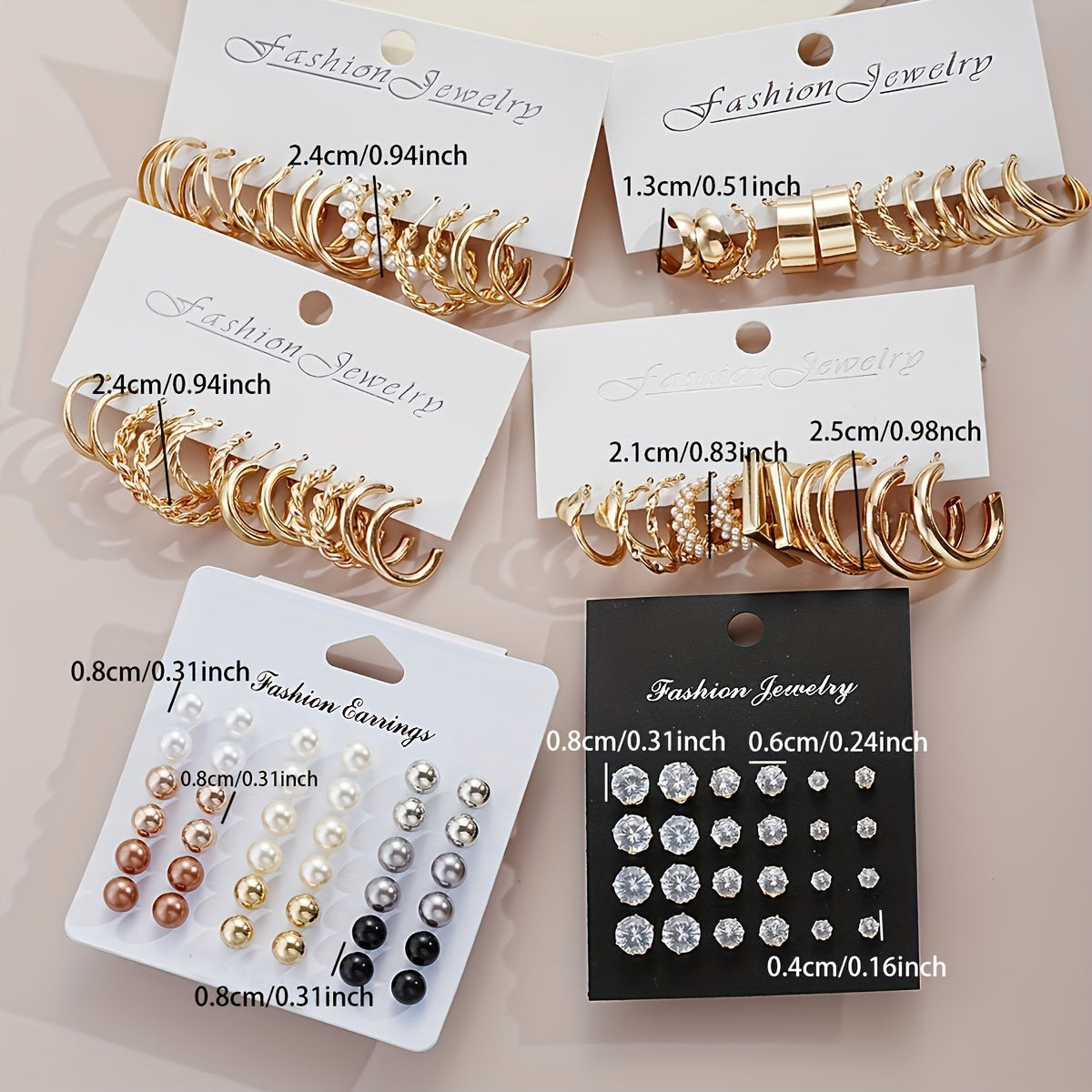 108pcs Earring Set for Women Mixed Pearl Rhinestone Metallic Geometric Stud Earrings & Hoop Earrings - Boho Fashion Jewelry Set for Daily Wear Vacation Date Party Gift