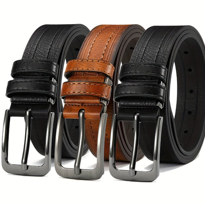 3Pcs Men's Leather Belt Set with Gift Box 1.25 Inch Adjustable Trim to Fit Dress Casual Jeans Classic Belt for Men Christmas Thanksgiving Gift