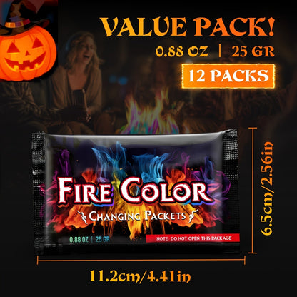 Fire Color Changing Packets 12 or 24 Pack Magic Colorful Flame Packets for Fire Pit Campfire Bonfire Outdoor Fireplace Fun Camping Accessories for Adults Kids Family Party Night
