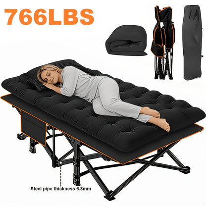 Heavy Duty Folding Guest Bed & Camping Cot – 566/766 lbs Capacity, 67"/79" Options, Optional Mattress, Portable Adult Outdoor Travel Bed for Camping Patio & Guests