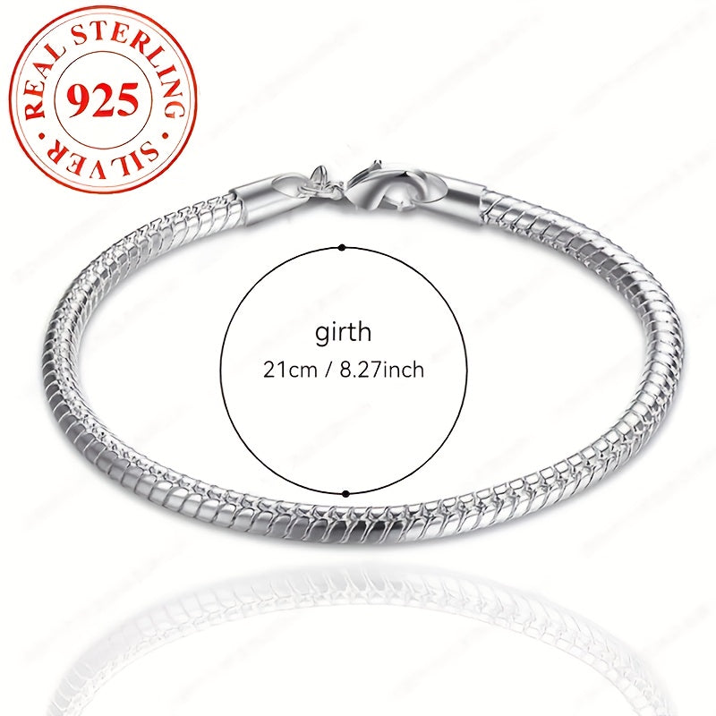 925 Sterling Silver Snake Chain Bracelet Set of 2 for Women – Boho Vintage Couples Jewelry, Elegant Gift for Valentine's Day, Mother's Day, Anniversary, Birthday, Romantic Present