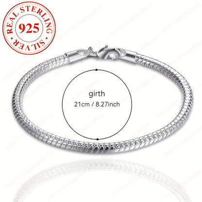 925 Sterling Silver Snake Chain Bracelet Set of 2 for Women – Boho Vintage Couples Jewelry, Elegant Gift for Valentine's Day, Mother's Day, Anniversary, Birthday, Romantic Present