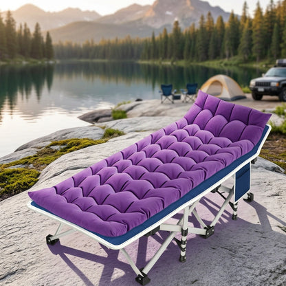 XXL 32-Inch Wide Camping Cot with Mattress – 1200D Oxford Heavy-Duty Folding Sleeping Cot with Carry Bag for Adults, Extra Wide Portable Outdoor Bed for Camping Hiking Travel & Guest Use
