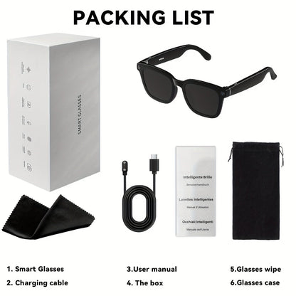4K AI Smart Glasses with Camera – Real-Time Translation, Object Recognition, Open-Ear Audio, Touch Control, 8-Hour Battery, USB-C Charging, Ultra-Light for Outdoor, Work & Travel