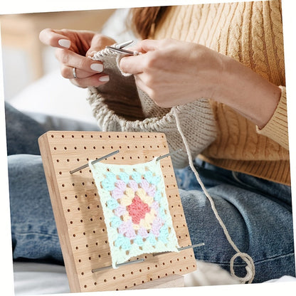 Wooden Crochet Blocking Board Set with 20 Steel Pins and Base Reusable Knitting Blocking Kit for Shaping Lace Shawls Sweaters Beginner Knitting Art Supplies