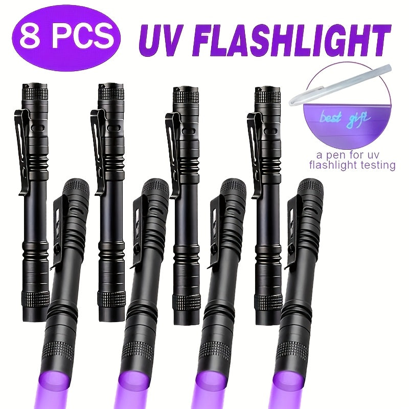 UV Blacklight Flashlight 395nm Portable Ultraviolet Light for Counterfeit Detection Pet Urine Stain Scorpion Hunting Ringworm, Multi-Pack 4/6/8/12pcs, AAA Battery Powered