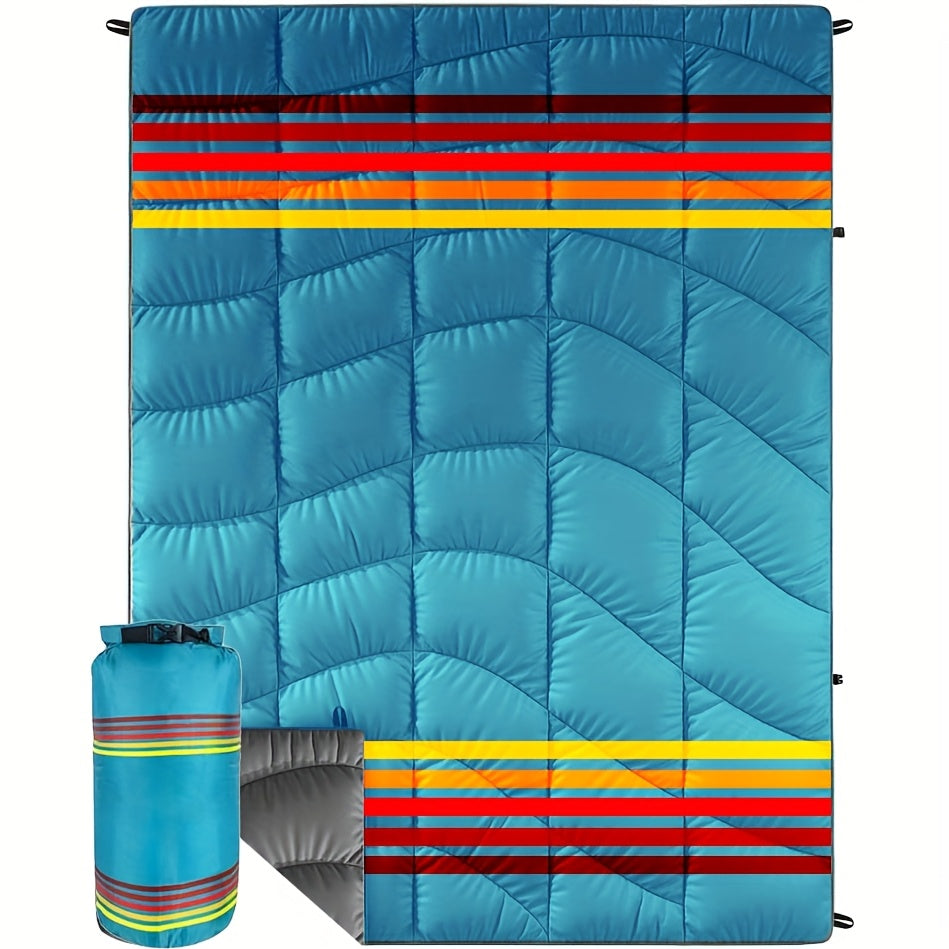 Outdoor Puffy Camping Blanket 55x79 Inch Lightweight Down Alternative Ultra Warm Hammock Top Quilt – Printed Camping Blanket for Traveling, Picnic, Beach Party & Cold Weather | 140x200cm
