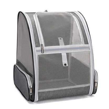 Foldable Ventilated Pet Carrier Backpack for Cats & Dogs – PVC Mesh Airflow, Chest Harness, Removable Mat, Fits Cats up to 18 lbs & Dogs up to 15 lbs, for Travel, Hiking, Flights & Car Rides