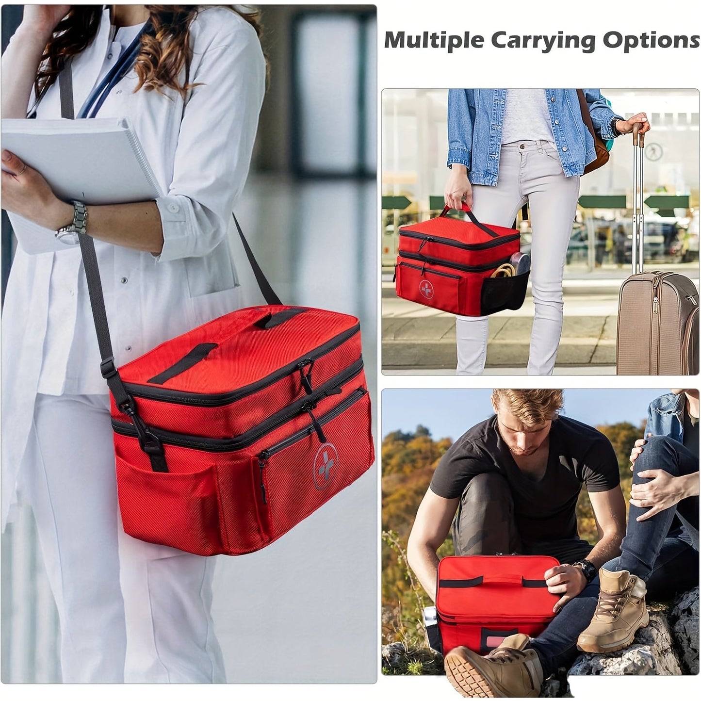 Medicine Storage Bag First Aid Kit Organizer - Household Medicine Organizing Box with Storage Rack Basket, Home & Travel Emergency Kit Bag, Perfect Holiday Gift