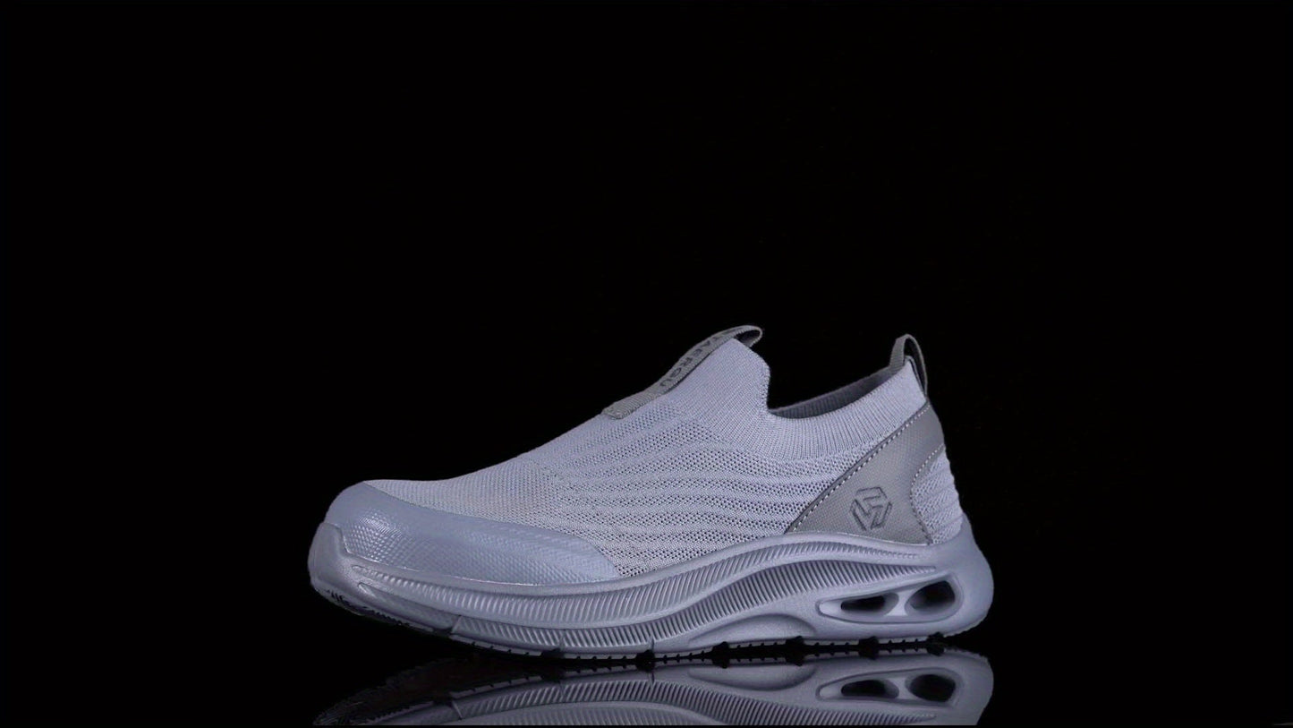 Steel Toe Work Shoes for Men Slip-On Lightweight Safety Sneakers Puncture-Resistant Non-Slip for Construction Warehouse Restaurant Black Grey Blue US 5.5-14