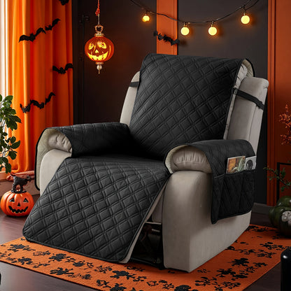 Waterproof Recliner Cover Slipcover with Side Pockets Anti-Slip Straps 4-Layer Quilted Fabric Pet Kid Proof Machine Washable Recliner Chair Protector – 11 Colors