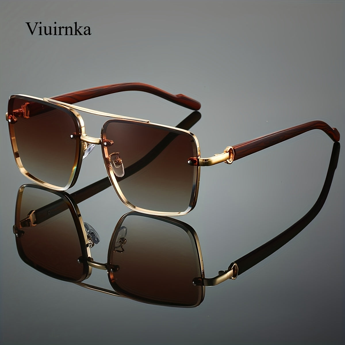 Retro Square Woodgrain Sunglasses for Men & Women – UV400 Gradient AC Lenses, Lightweight PC Frame, 7 Color Options, Vintage Street Style Eyewear for Driving, Travel & Everyday Wear