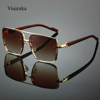 Retro Square Woodgrain Sunglasses for Men & Women – UV400 Gradient AC Lenses, Lightweight PC Frame, 7 Color Options, Vintage Street Style Eyewear for Driving, Travel & Everyday Wear