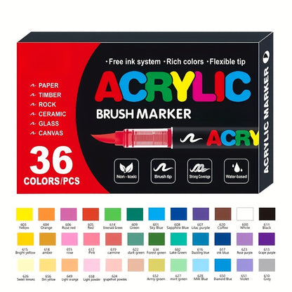 Acrylic Paint Markers Brush Tip Waterproof Quick-Drying Paint Pens for Rock Painting Wood Canvas Glass Ceramic Metal 12 to 168 Colors Art Craft Supplies Gift