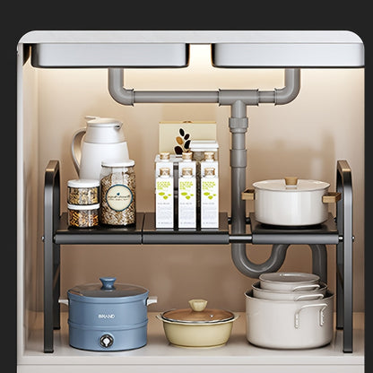 2-Tier Expandable Under Sink Organizer – Adjustable Cabinet Shelf with Detachable Panels & Baskets for Kitchen & Bathroom Storage, Holds Cleaning Supplies, Toiletries & More, 3 or 5 Plate Options
