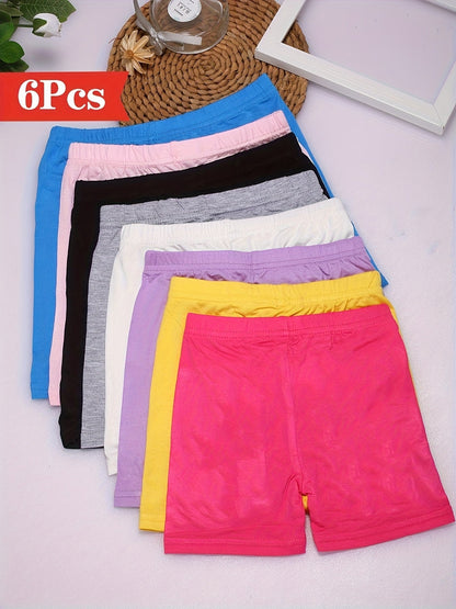 Girls Bike Shorts 6-Pack Soft Modal Cartwheel Shorts for Toddlers Kids – Under Dress Dance Biker Shorts Multicolor for Outdoor Play Ages 2-10