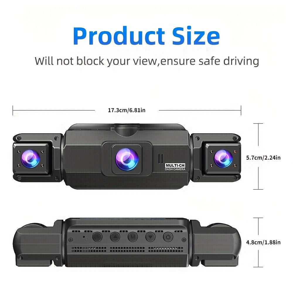 360° Dash Cam 3/4 Channel 1080P HD with Night Vision WDR G-Sensor Loop Recording 24/7 Parking Monitor WiFi, Multi-Lens Car Camera System for Full Coverage Zero Blind Spots