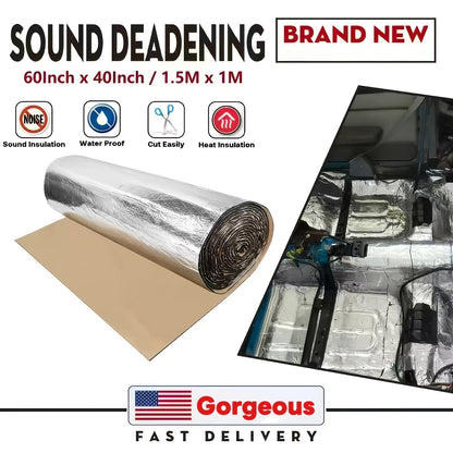 Car Sound Deadening Material 60"x40" 275Mil (7mm) – Butyl Rubber Heat & Sound Deadener Mat with Strong Adhesive for Car Doors Hood Trunk Floor Firewall, Universal Fit