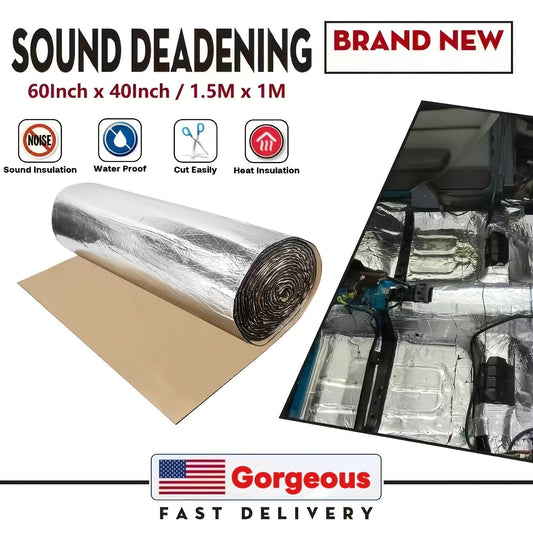 Car Sound Deadening Material 60"x40" 275Mil (7mm) – Butyl Rubber Heat & Sound Deadener Mat with Strong Adhesive for Car Doors Hood Trunk Floor Firewall, Universal Fit