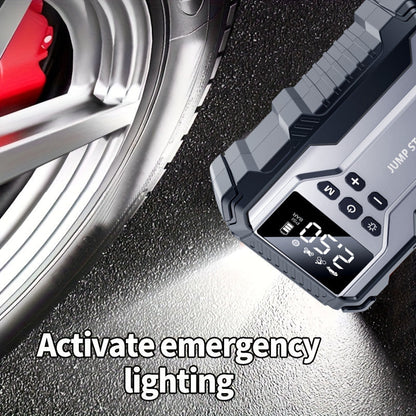 Portable Car Jump Starter Kit 12V Multi-Function Battery Booster LED Flashlight SOS Rescue Light Air Pump for Cars Trucks SUVs Emergency Roadside Power