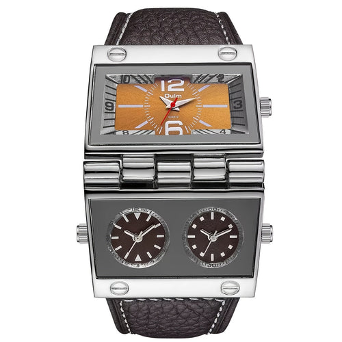 Men's Luxury Sports Quartz Watch with Dual Time Zone Display - Analog Pointer Alloy Case Faux Leather Strap Battery Powered Wristwatch for Men, Business Casual & Outdoor Gift