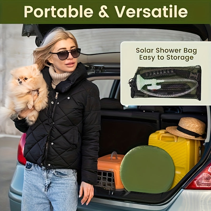 Pop-Up Privacy Tent & 5-Gallon Solar Shower Bag Camping Set – 2-Pack Waterproof Instant Setup Outdoor Shower Tent for Camping, Hiking, Fishing & Beach, Easy Fold Portable Changing Room, Green