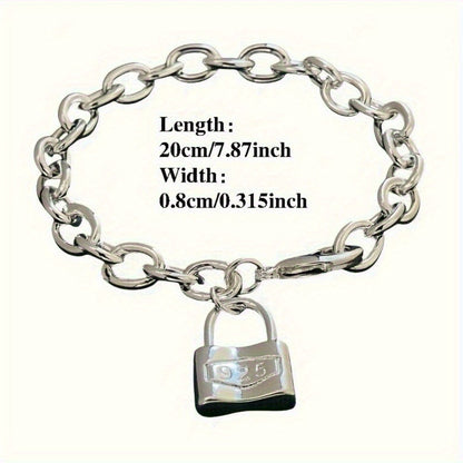 925 Sterling Silver Chain Bracelet for Women – Dainty Korean Boho Lock Clasp Pendant Bracelet, Hypoallergenic, Lightweight 2g, Perfect Gift for Her
