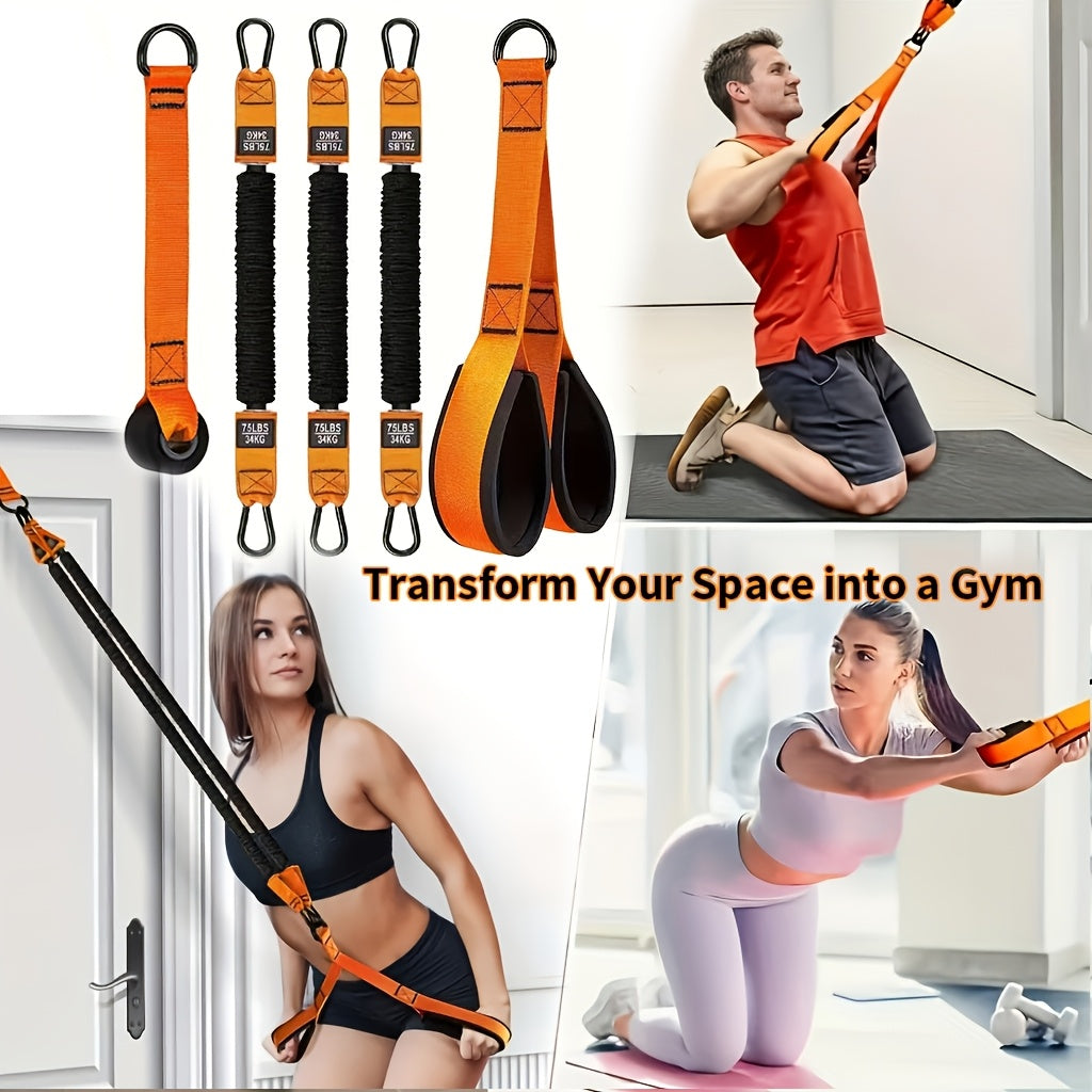 5-Piece Heavy-Duty Resistance Bands Set Up to 225lbs – Includes 3 Resistance Bands Handle & Door Anchor for Home Gym Deltoid Press Face Pull Bicep Curl Workout, Great Fitness Gift