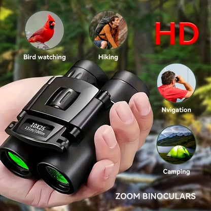 10x25 Mini Pocket Binoculars with Smartphone Adapter – High Power Compact Lightweight Telescope for Bird Watching, Hunting, Hiking, Concerts, Travel, Sports – Small Portable Binoculars for Adults & Kids