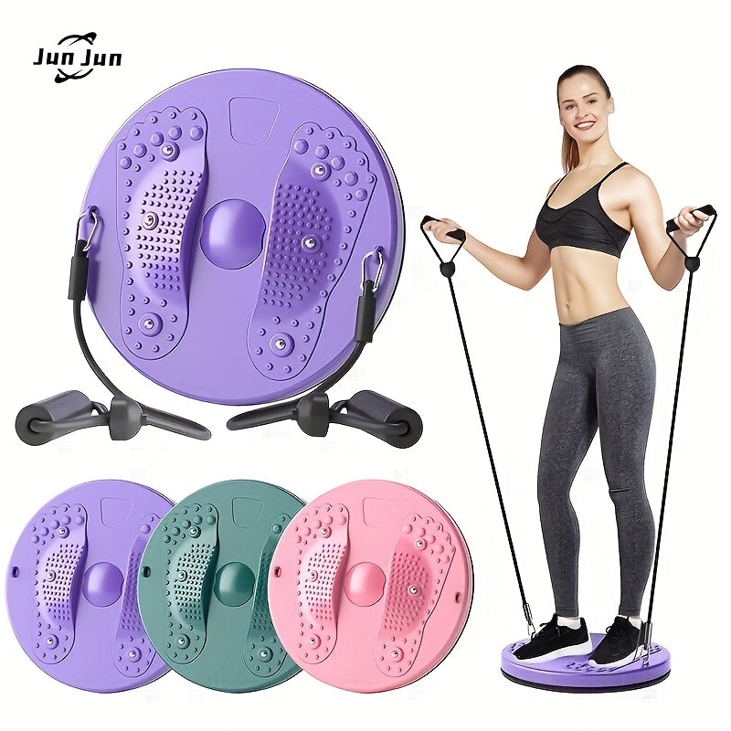 Magnetic Slimming Waist Twisting Disc with Resistance Cord - Home Gym Core Ab Workout Equipment, Non-Electric Balance Board for Office & Home Exercise, Purple Pink Green