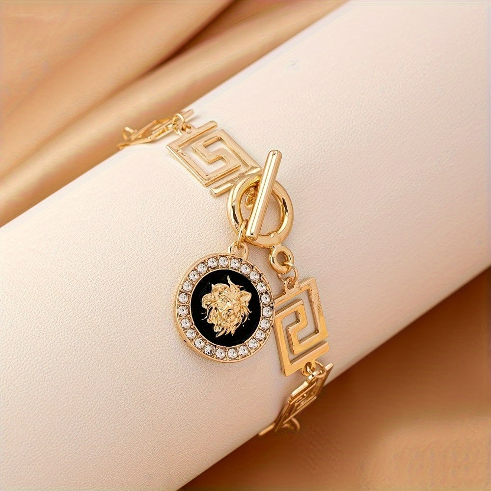 Gold Bohemian Lion Head Pendant Anklet for Women – Stainless Steel Black Ankle Chain Bracelet, Boho Beach Summer Foot Jewelry with Gift Bag, Casual Fashion Accessory for Daily Wear and Vacation