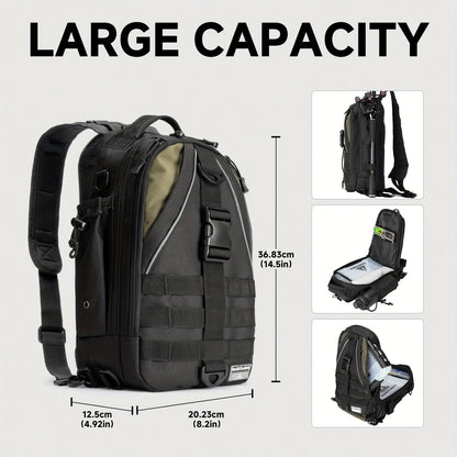 Fishing Backpack Tackle Sling Bag with Rod Holder – Waterproof Hiking Daypack Fly Fishing Bag for Men Women, Tackle Box Storage, Gift for Fisherman Dad