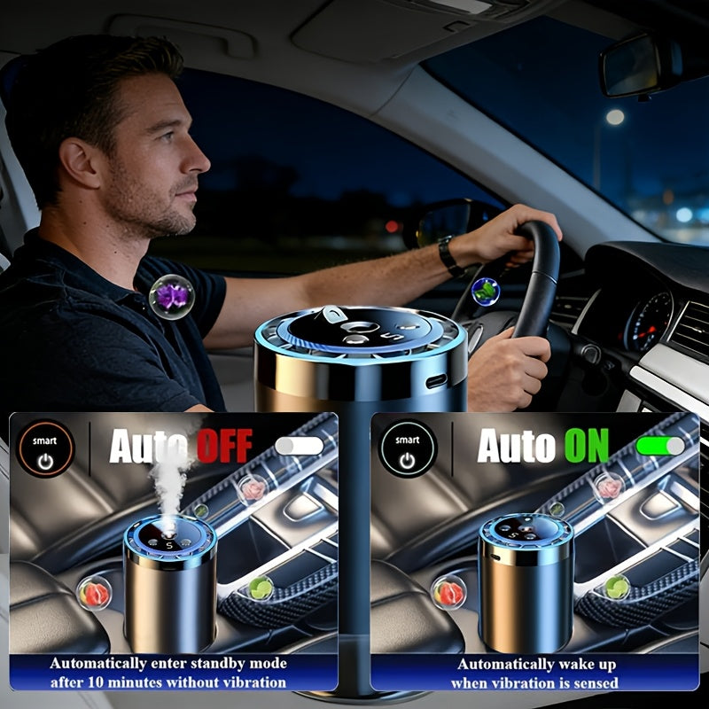 Smart Car Air Freshener with Aromatherapy & Starry Sky Light Display – Portable USB Car Humidifier, Dynamic LED Mood Light, Cologne & Perfume Bundle, Universal Fit, Car Gift & Holiday Gift for Men Women