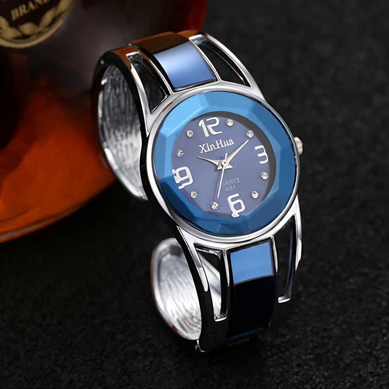 Women's Quartz Bracelet Watch Stainless Steel Band Analog Round Dial Elegant Ladies Wrist Watch 4 Colors