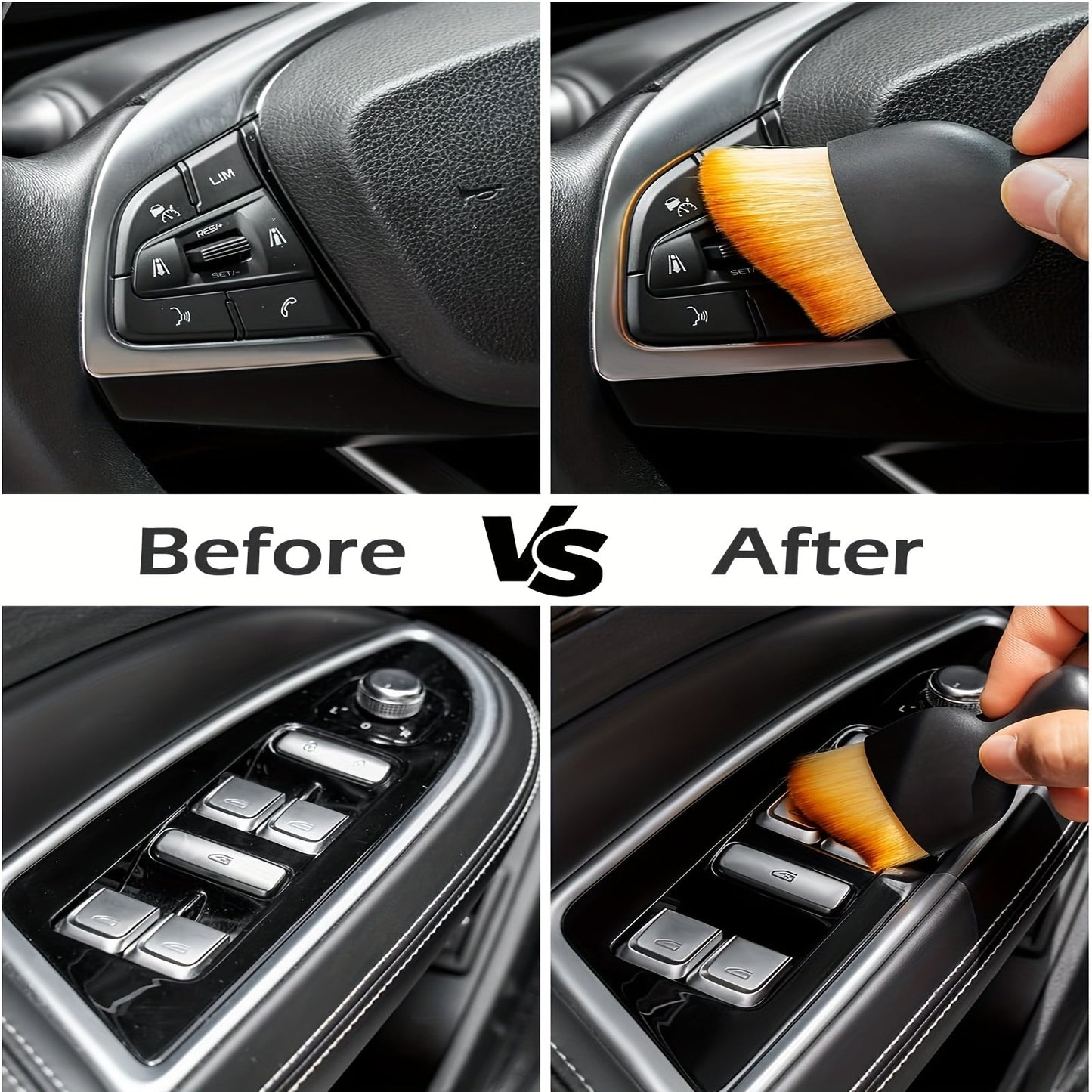 69 Inch Car Wash Brush with Long Handle 8-Piece Car Wash Kit – Tire Brush Window Squeegee Chenille Microfiber Mitt Detailing Brushes for Car Truck SUV RV – Extendable Car Cleaning Supplies