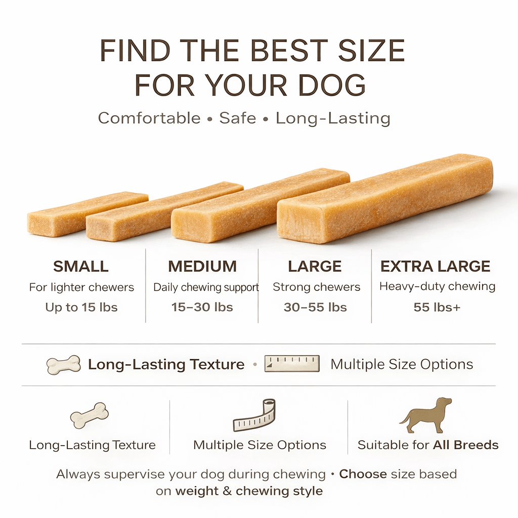 Himalayan Yak Cheese Dog Chews – Long-Lasting Hard Chew Treat for Dogs, High Protein Limited Ingredients, No Artificial Colors, Available in S/M/L/XL, Single or 4-Pack