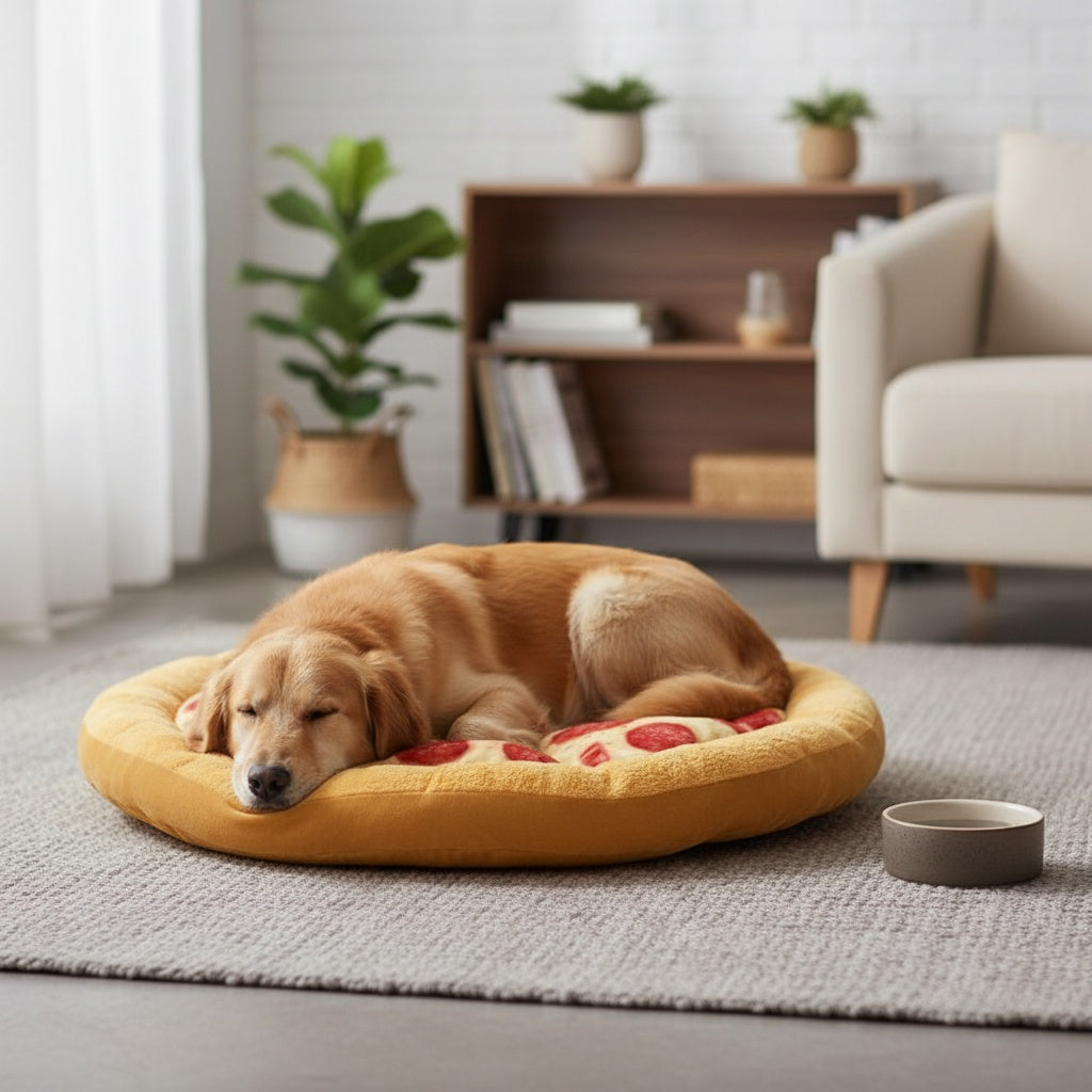 Squeaky Pepperoni Pizza Plush Dog Toy – Soft Polyester Interactive Squeaker Chew Toy for All Breeds, Fun Food-Themed Dog Toy for Puppies & Adult Dogs