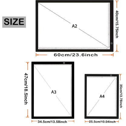 LED Light Pad A2 A3 A4 Adjustable Brightness Dual Light Strip Tracing Board Diamond Painting Sketching Drawing Art Light Box