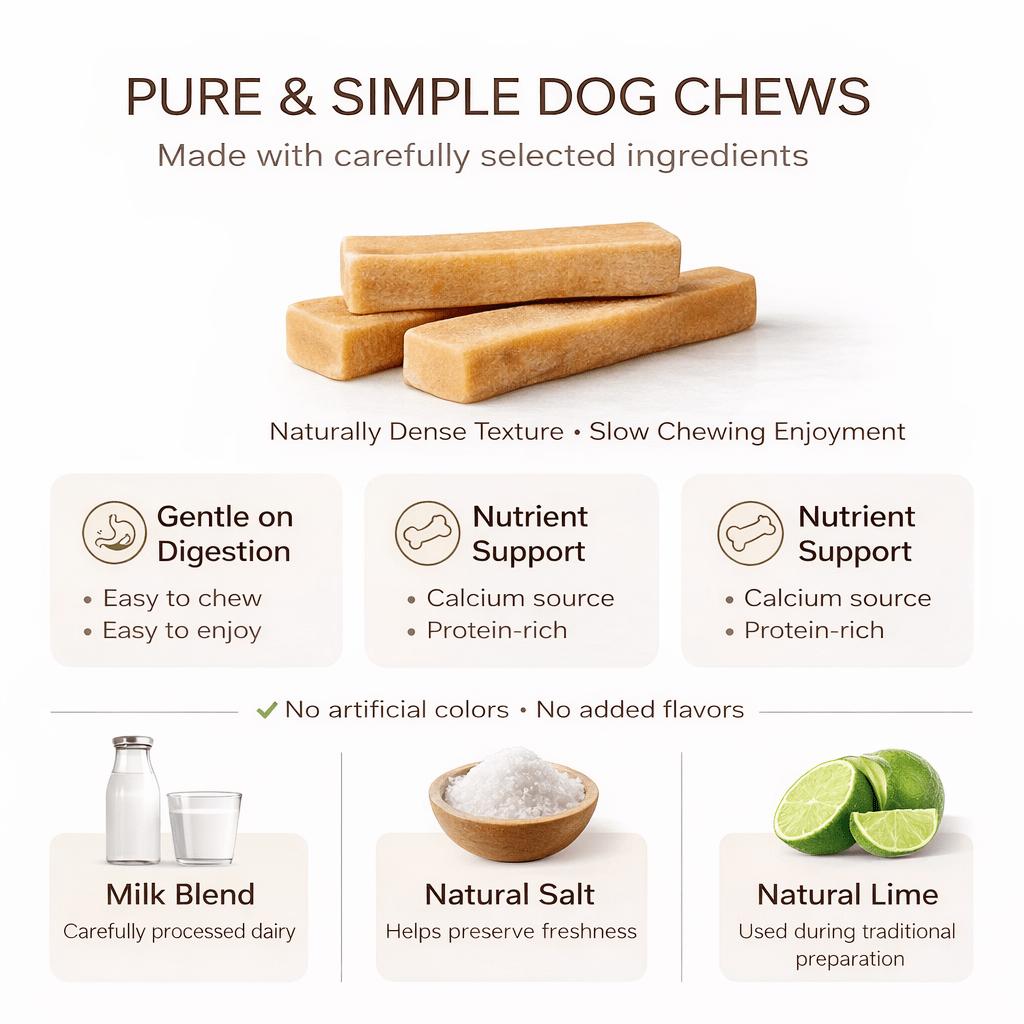 Himalayan Yak Cheese Dog Chews – Long-Lasting Hard Chew Treat for Dogs, High Protein Limited Ingredients, No Artificial Colors, Available in S/M/L/XL, Single or 4-Pack
