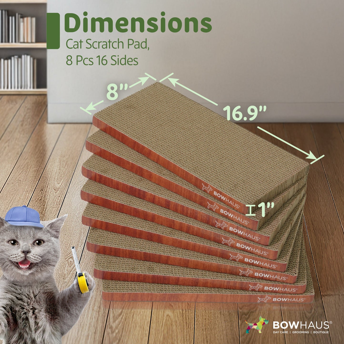 CAPHAUS Reversible Cat Scratcher Lounger – Large 5-Layer High-Density Cardboard Scratching Pad & Board, 16.9 x 8.5 Inch, Protects Furniture, Fits Multi-Cat Households & Large Paw Breeds
