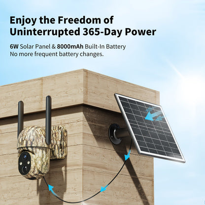 4G LTE Solar Security Camera Outdoor Wireless – No WiFi Needed, 4K Night Vision, 360° Live View, Two-Way Audio, Waterproof Trail Camera for Hunting, Farm, Ranch & Wildlife Monitoring