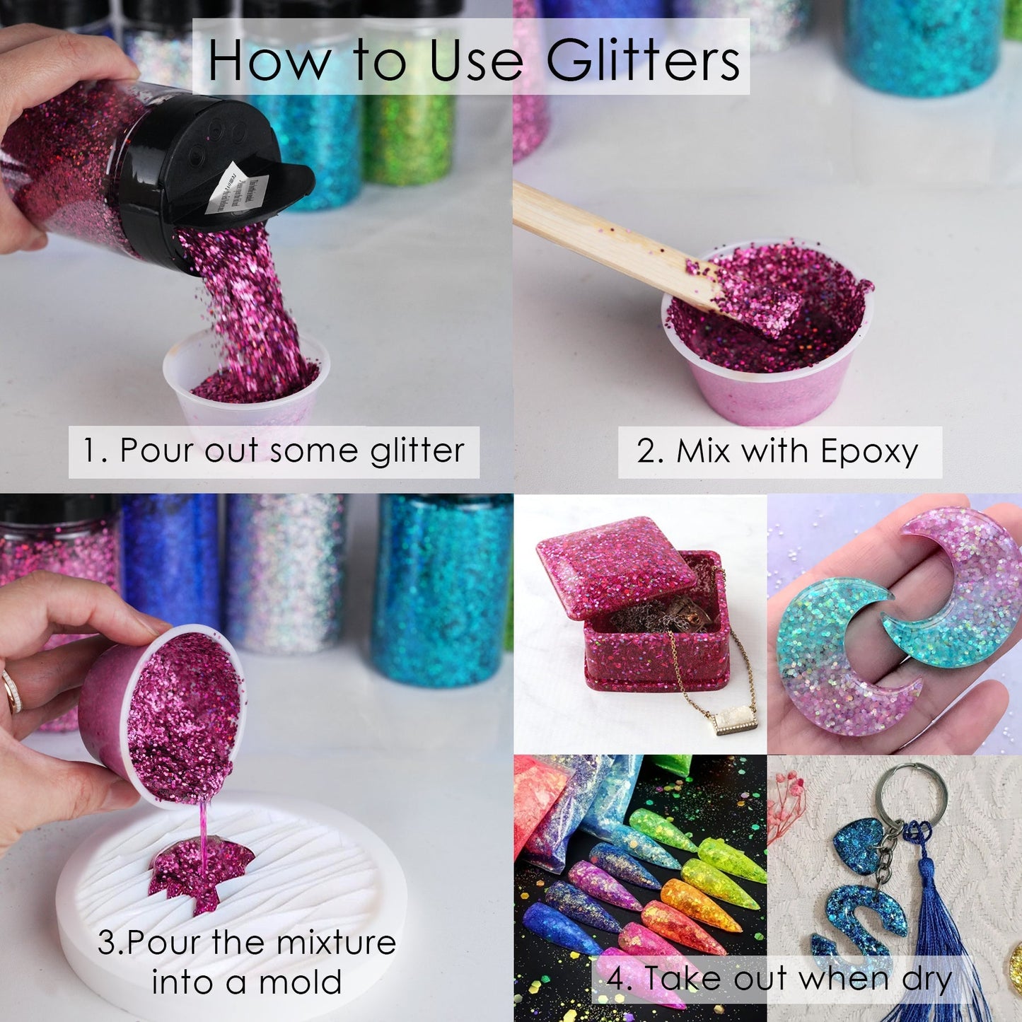 1lb Craft Glitter Powder in 19 Colors – Fine, Ultra Fine & Chunky Glitter with Shaker Top for Tumblers, Resin, Scrapbooking & DIY Crafts, Bulk Glitter for Kids & Adults