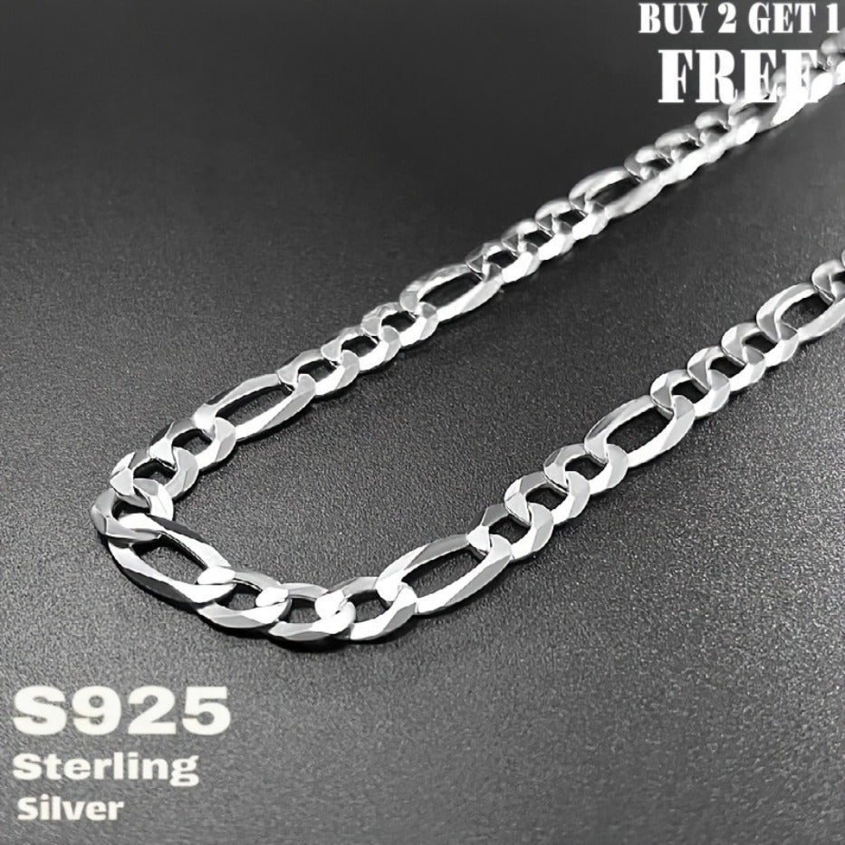 925 Sterling Silver Figaro Chain Necklace – 6mm Wide, 18 to 24 Inch, Unisex Men & Women, Includes Gift Box – Classic Silver Chain for Everyday Wear & Gifting