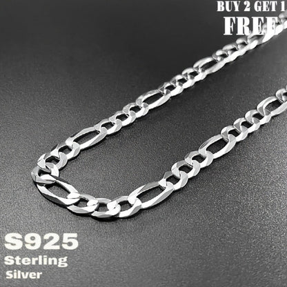 925 Sterling Silver Figaro Chain Necklace – 6mm Wide, 18 to 24 Inch, Unisex Men & Women, Includes Gift Box – Classic Silver Chain for Everyday Wear & Gifting