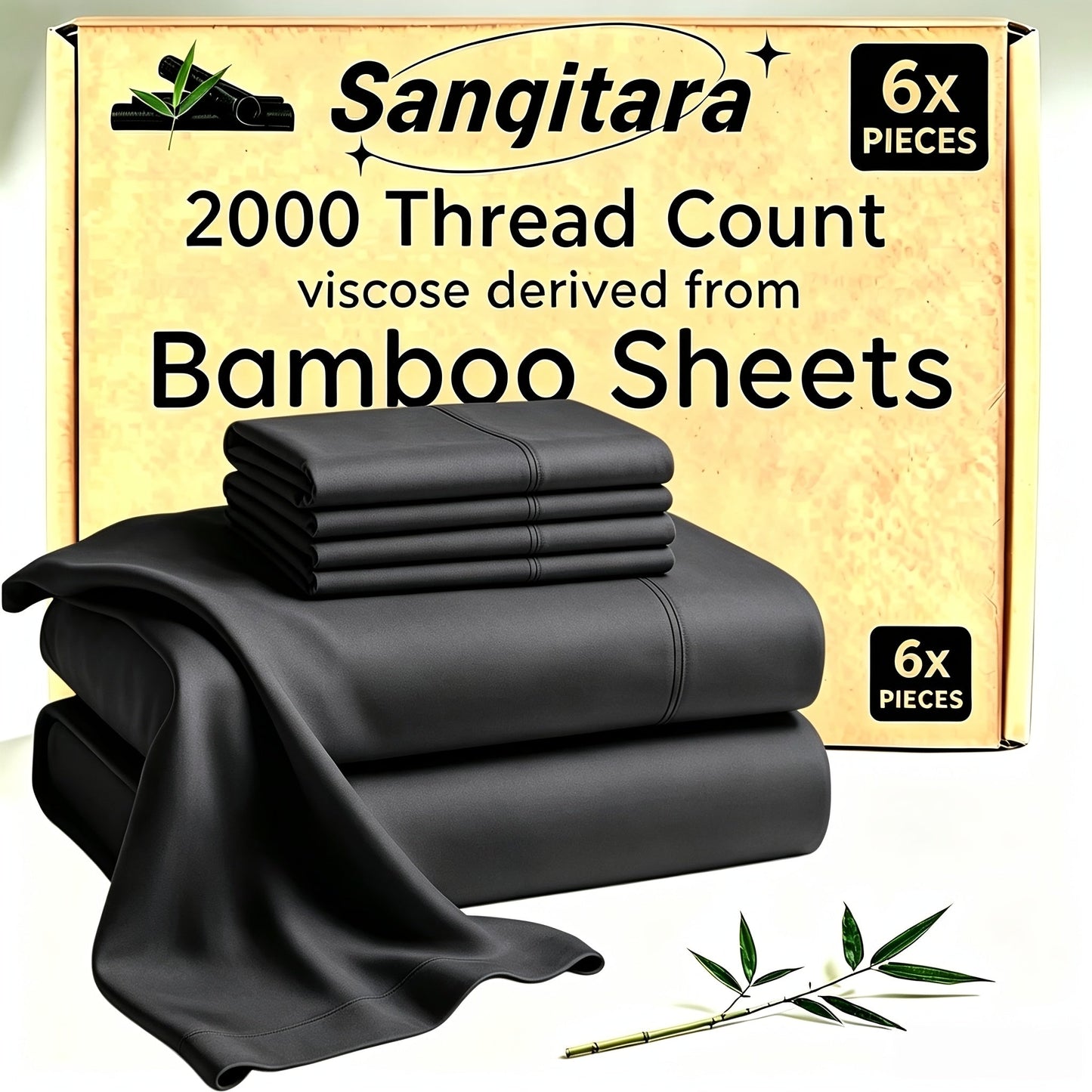 Cooling Bed Sheet Sets Bamboo Blend King Queen Full Twin – Ultra-Soft Deep Pocket Fitted Sheet for Hot Sleepers, Breathable Moisture-Wicking Lightweight Bedding White Black Apricot Gray Navy Purple