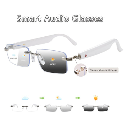 Photochromic Smart Glasses with Bluetooth Audio – Auto Color Changing Lenses, Anti Blue Light, Wireless Music & Calls, Sports Driving Unisex Eyewear, Great Holiday Gift