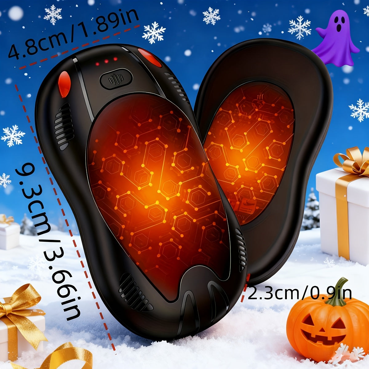 Rechargeable Hand Warmer 2-in-1 Double Sided Heating with Magnetic Suction – 3-Speed Temperature Control, Portable Electric Pocket Warmer for Skiing, Camping, Hiking & Winter Outdoor Use