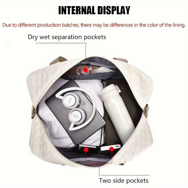 Gym Duffel Bag with Dry Wet Separation Compartment - Multifunctional Travel Bag with Double-Sided Pockets, Shoulder & Crossbody Strap, Waterproof Sports Bag for Gym, Weekend Trips, Swimming & Travel