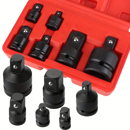 6-Piece Impact Adapter & Reducer Set 1/4" to 3/4" Drive – Chrome-Moly Steel Female-to-Male Air Square Drive Conversion Wrench Kit with Ball-Retaining Lock & Protective Cover for Auto Repair